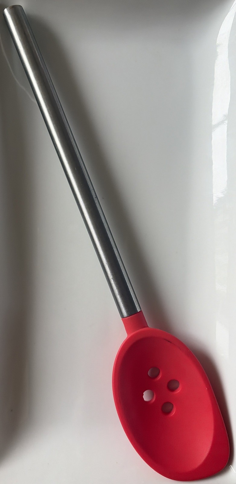 Red Cooking Spoon (Single Item) (Metal Handle w/Silicon Bowl (Ease of Draining) gallery