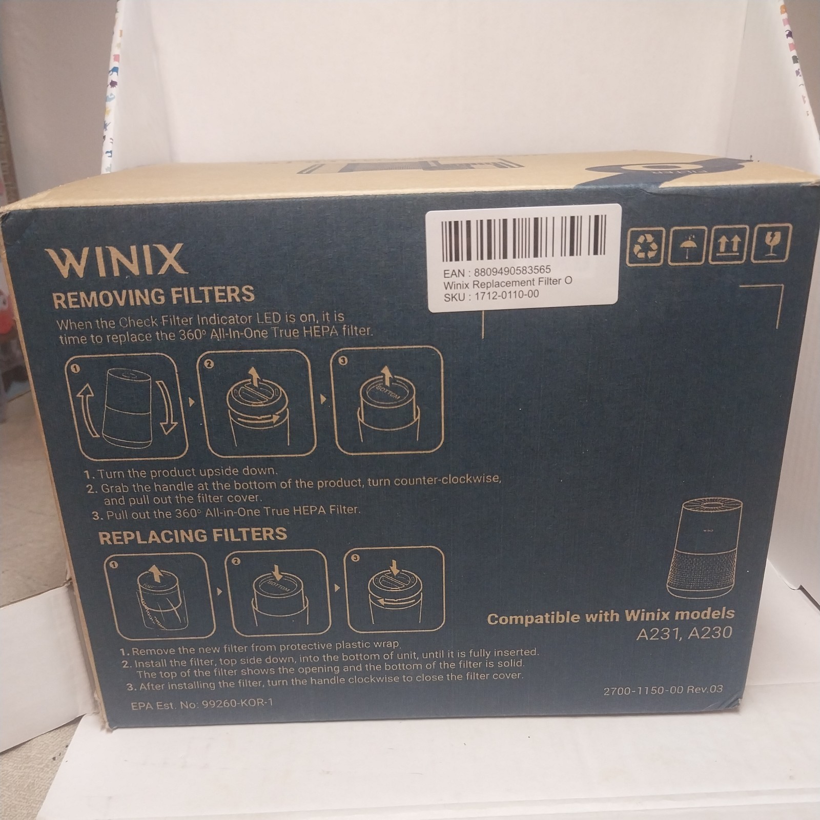 1x Winix Replacement Filter O 360° All-in-One True HEPA Fits Winix A231 & A230 gallery
