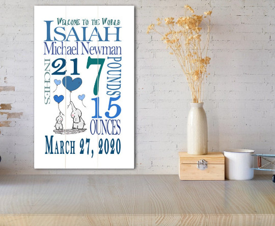Personalized New Baby Boy Gift Wall Art Custom Newborn Boy Nuresery Decor gallery
