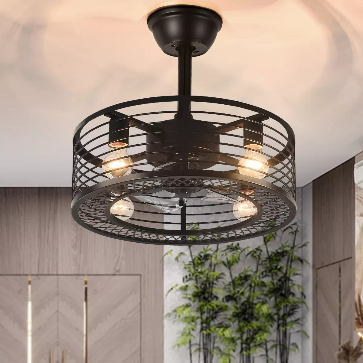 Modern 6-Speed Ceiling Fan Reverse Blades Chandelier 4-Light Pendant Lamp+Remote gallery