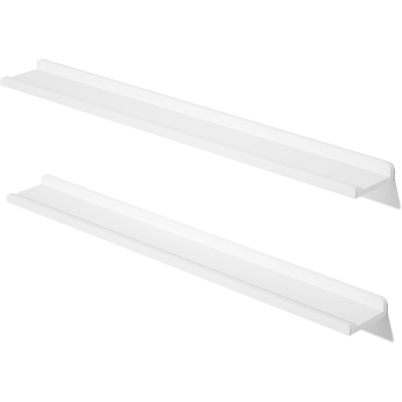 Rustic Wooden Floating Shelves W/ Slide Protective Ledge Easy to Install 2 Sets gallery