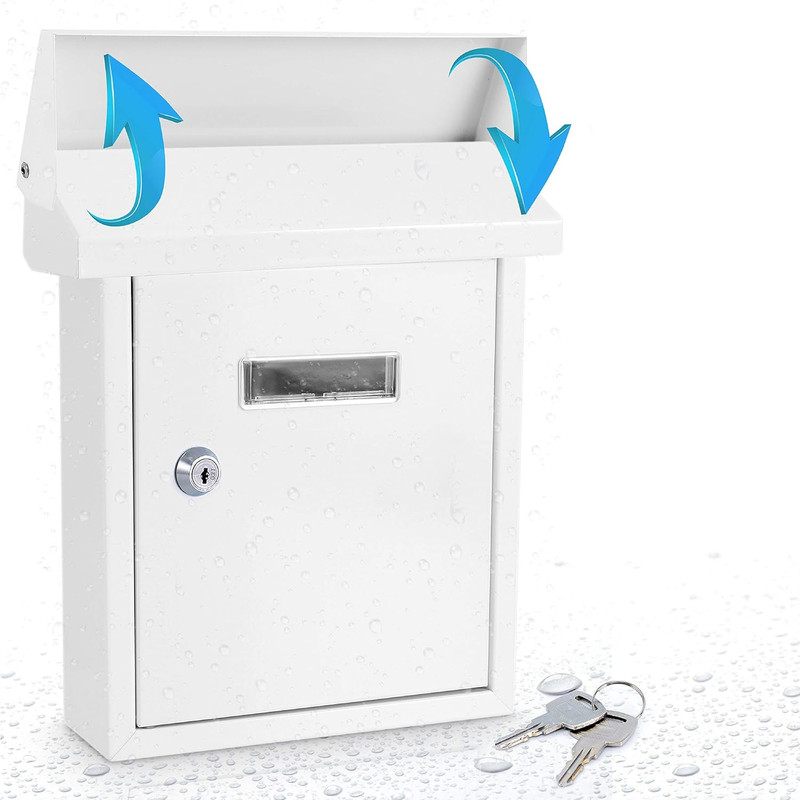 Weatherproof Wall Mount Locking Mailbox Galvanized Steel Drop Box with Metal Fla gallery