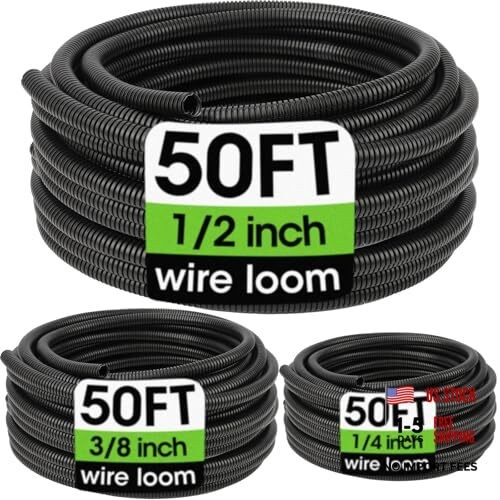 Wire Loom 1/4", 1/2", 3/8 Inch x 50 FT, Split Wire 1/4", 1/2", 3/8" X 50 ft gallery