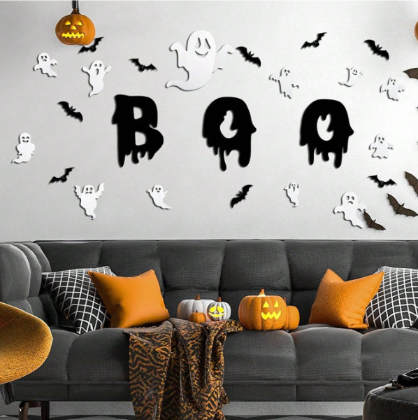 Halloween Ghost & Bat Wall Decals 25PCS 3D Window Home Party Decor gallery