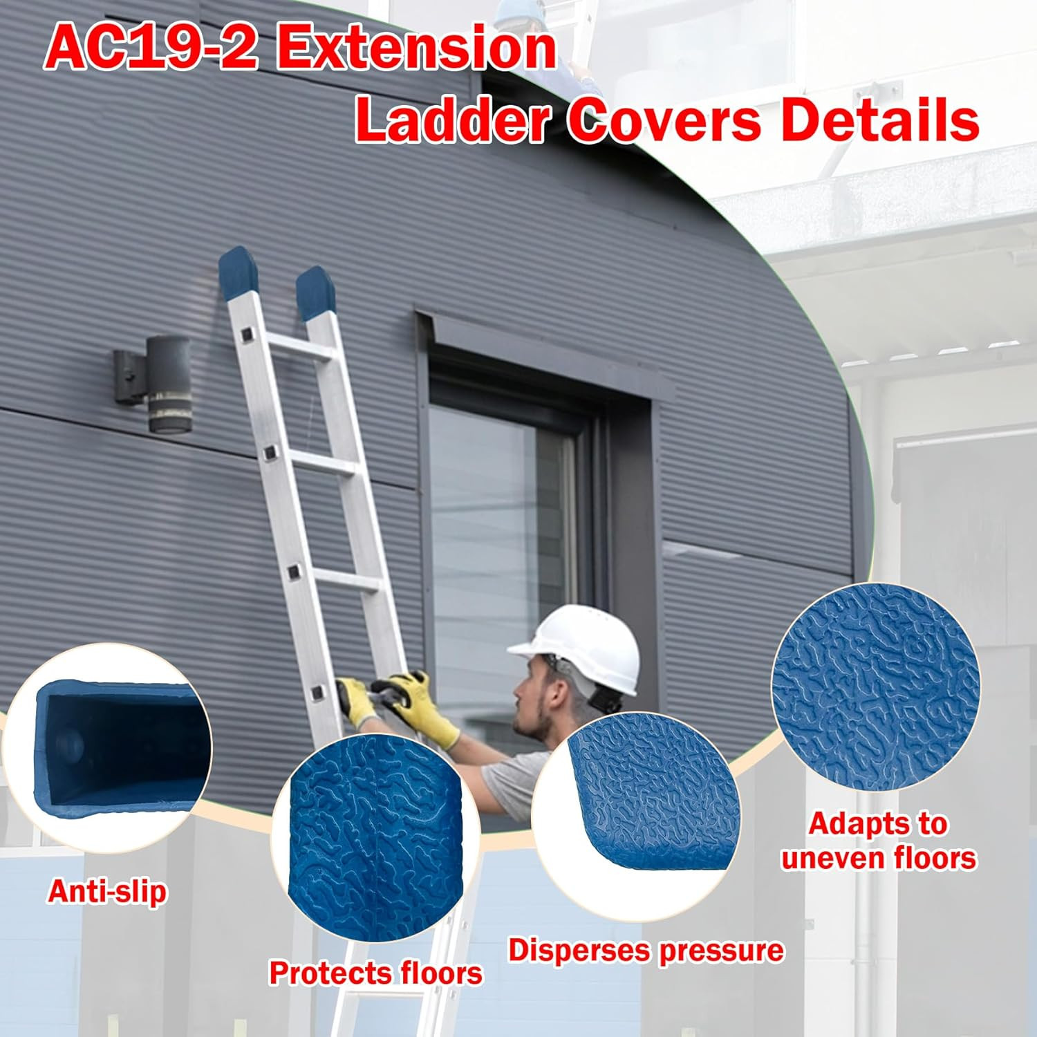 Extension Ladder Covers Rubber End Caps Mitts Replacement for Werner Fiberglass gallery