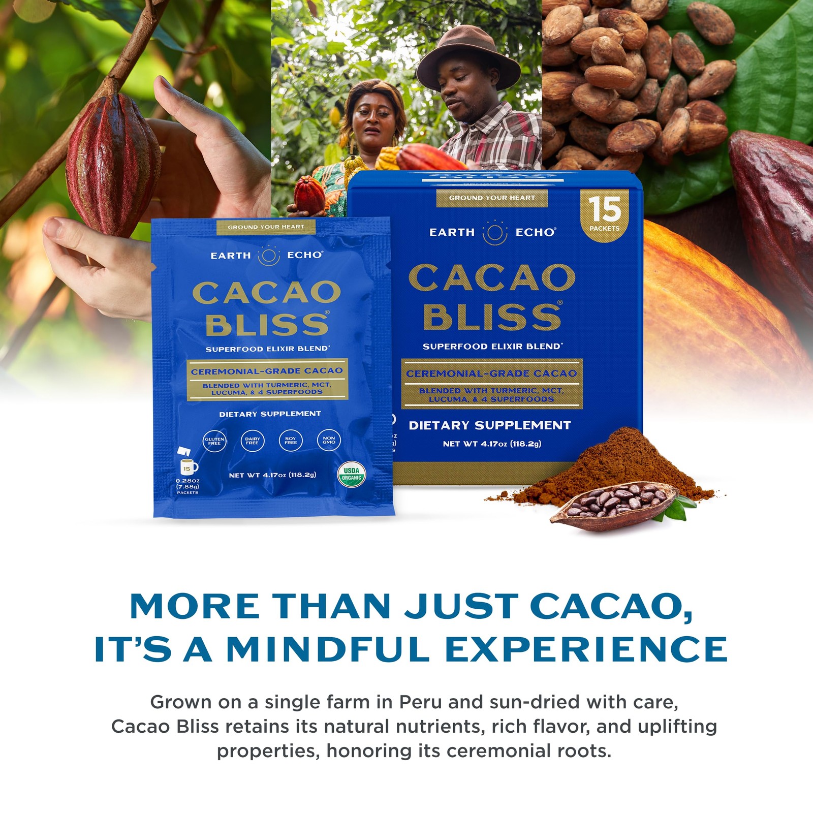Cacao Bliss - Ceremonial Grade Organic Raw Cacao Powder with MCT Oil & Turmeric gallery