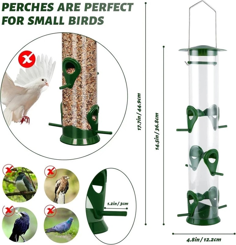 [2 Pack] Bird Feeder Squirrel Proof Bird Feeders for Outdoors Hanging, 6 Ports W gallery