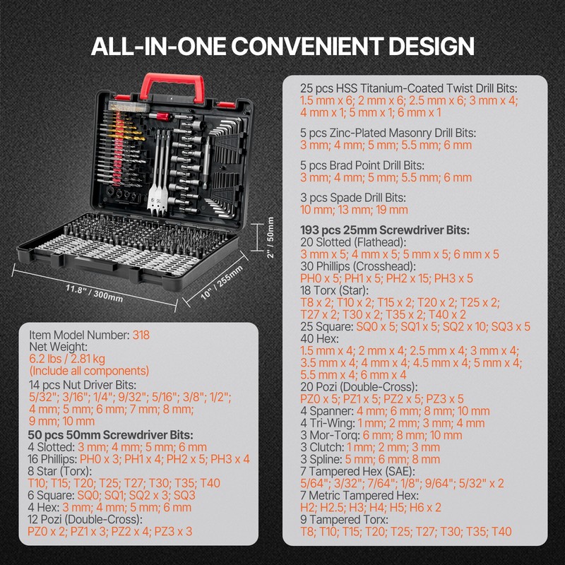 Drill Bit Set 318PCS Screwdriver Bit Set with Carrying Case Multi-purpose gallery