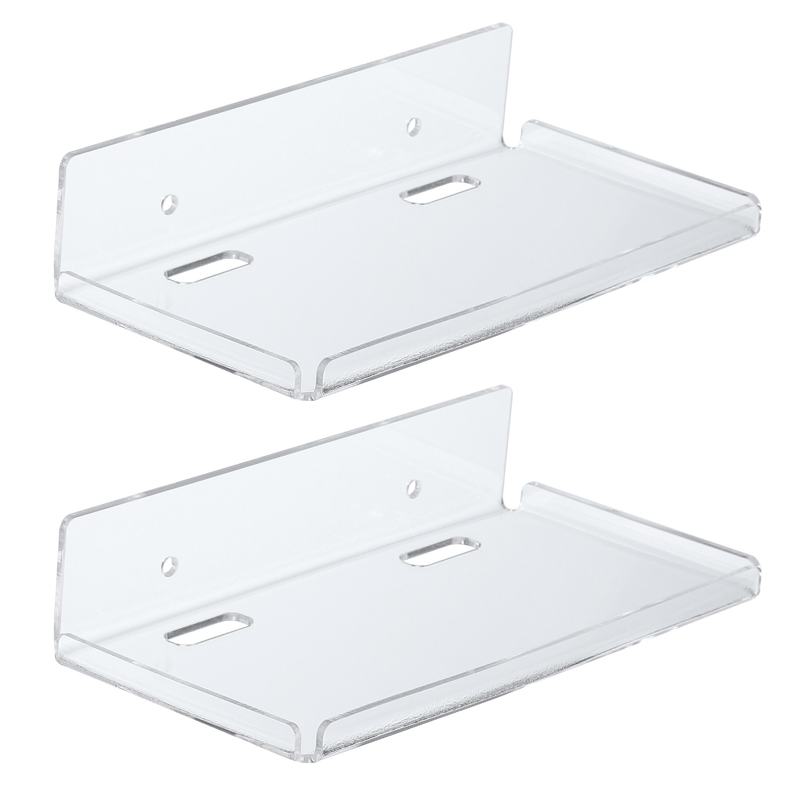 2Pcs 8" Small Floating Shelves Clear Acrylic Shelf for Wall with Cable Manager gallery