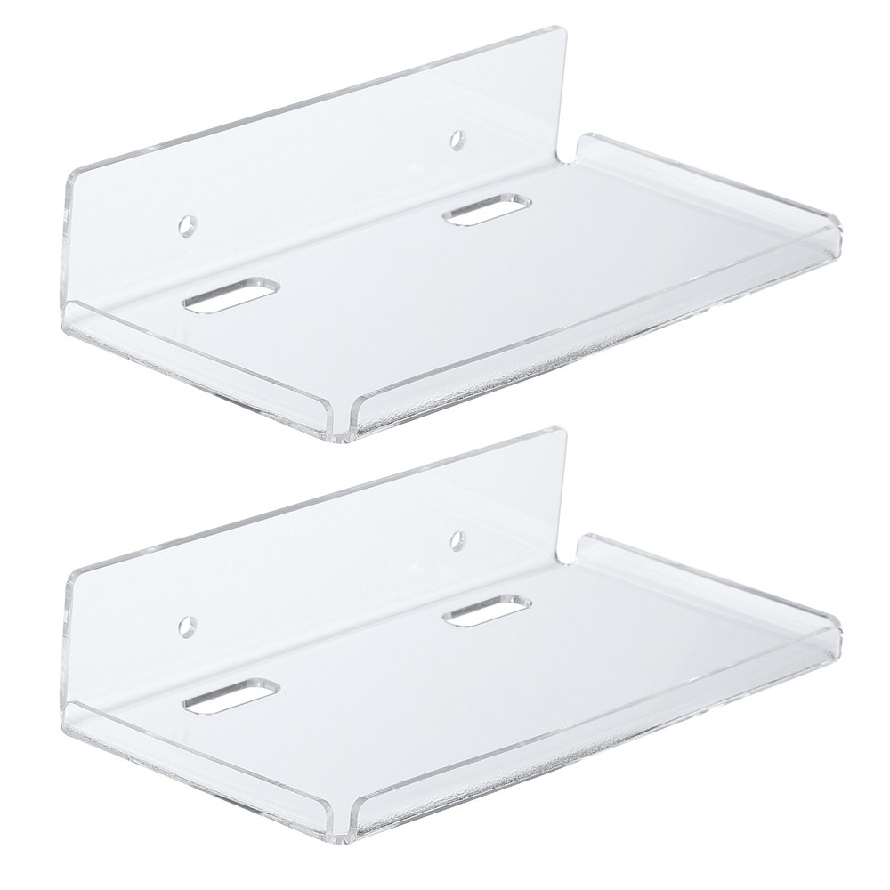 2Pcs 8" Small Floating Shelves Clear Acrylic Shelf for Wall with Cable Manager