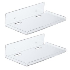 2Pcs 8″ Small Floating Shelves Clear Acrylic Shelf for Wall with Cable Manager