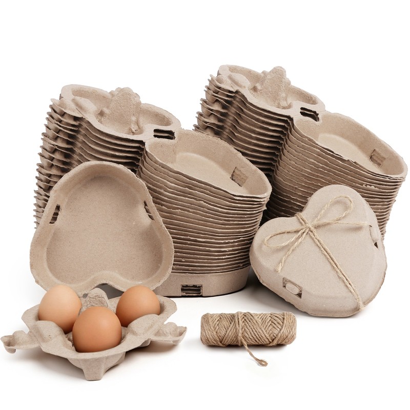 50Pcs Paper Pulp Egg Cartons 3 Count Heart Shaped Paper Pulp Egg Container SALE! gallery