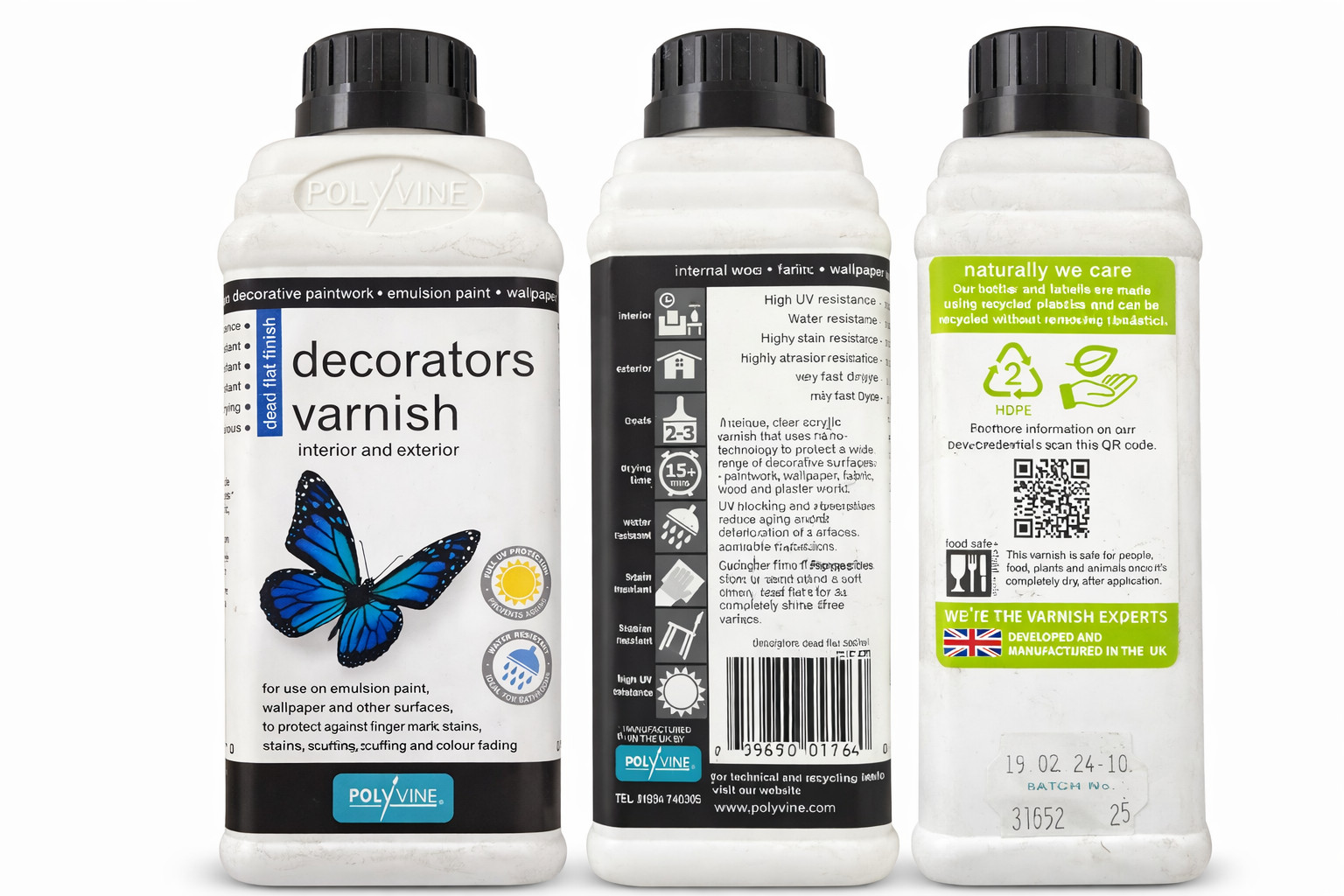 Polyvine Decorators Varnish 500ml Dead Flat Matte Finish Interior Exterior UV Pr gallery