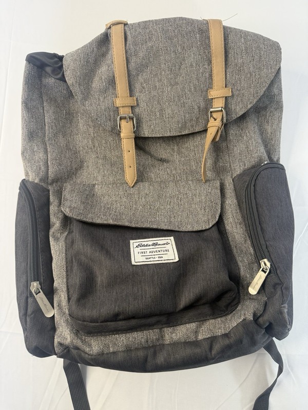 Eddie Bauer First Adventure Hiking Backpack Gray Insulated Side Pockets