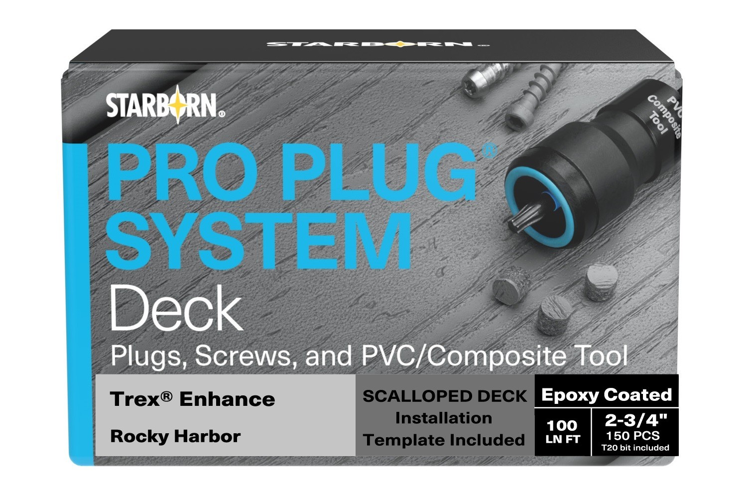 Pro Plug System Trex Rocky Harbor, 100 Lin Ft Kit with Plugs, Screws, & Tool gallery