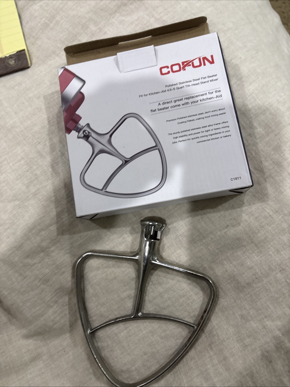 CoFun Polished Stainless Steel Flat Beater For Kitchenaid 4.5 To 5 Quart Tilt gallery