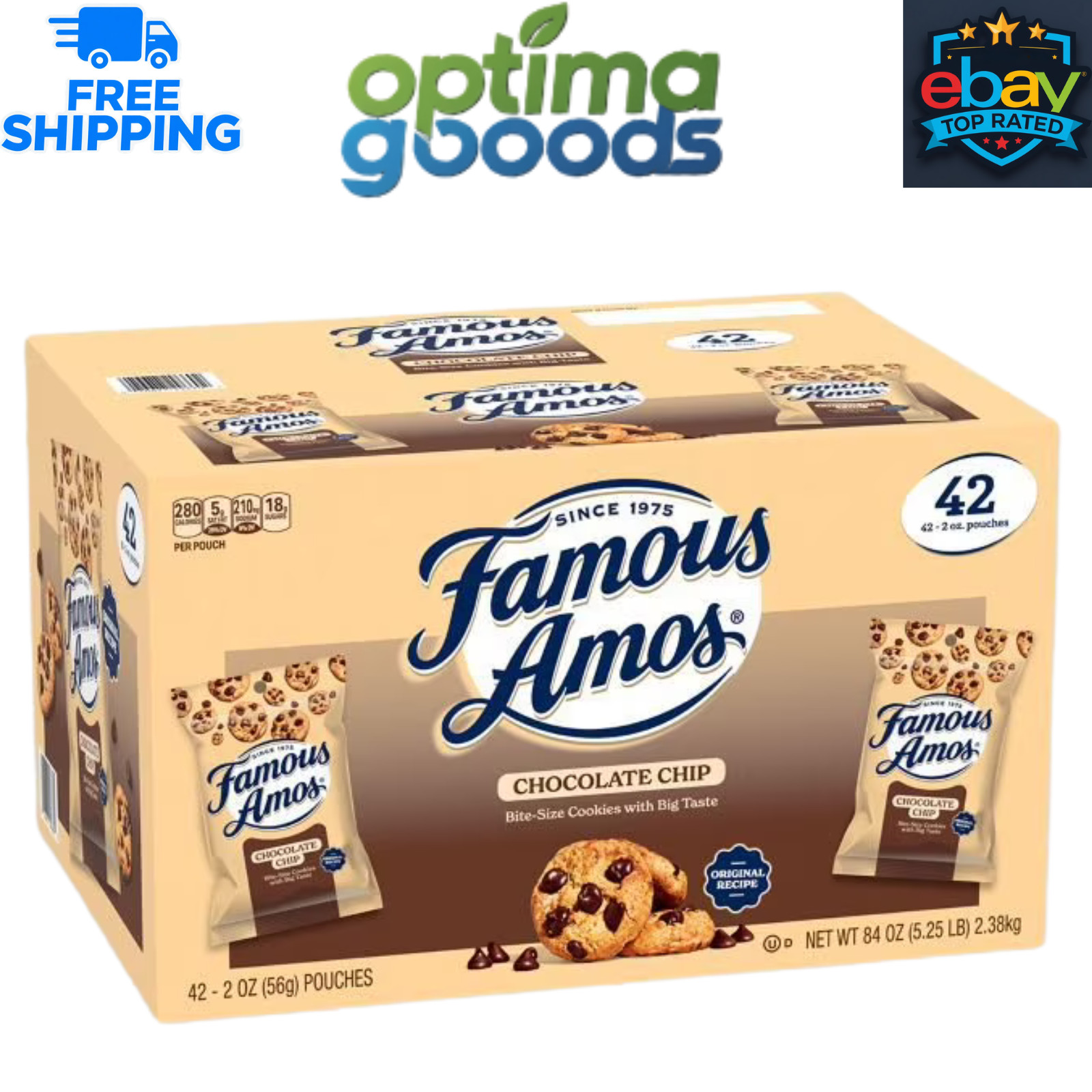 Famous Amos Chocolate Chip Cookies 2 oz Packs – 42 Count Bulk Snack. gallery