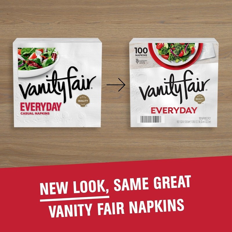 Vanity Fair Everyday Napkins, 1 Pack 100 Count, 2 Ply White Dinner Paper Napkins gallery