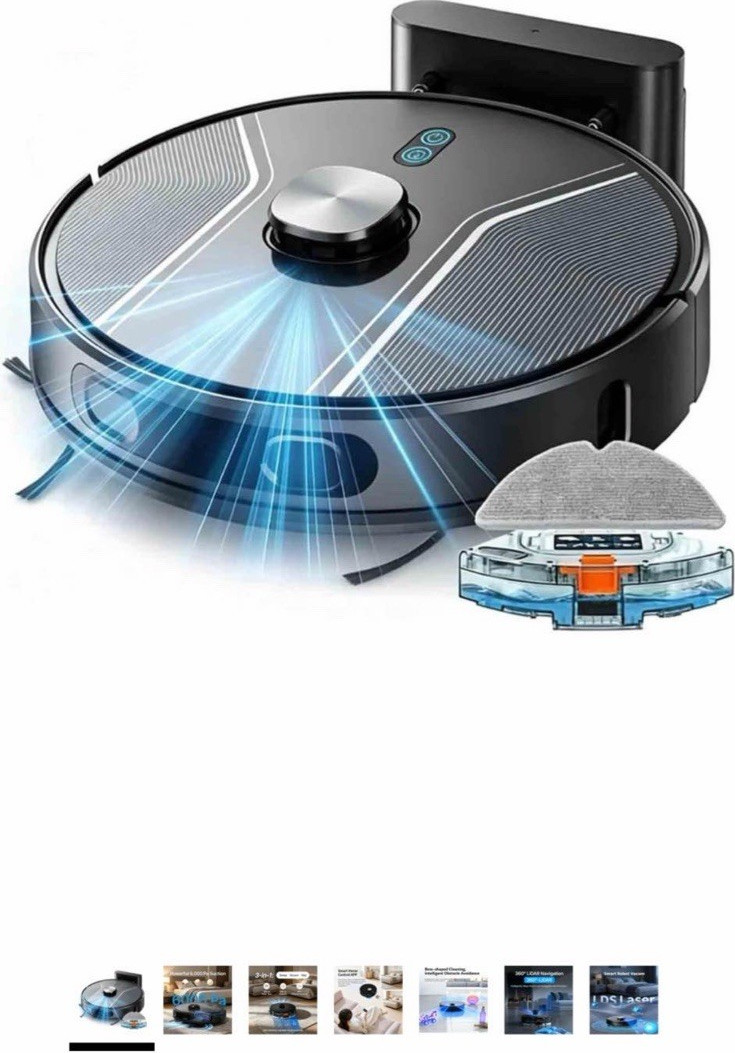 Generic Oryzom V8 Pro Robot Vacuum & Mop LiDAR 6000Pa HEPA 220min Black gallery