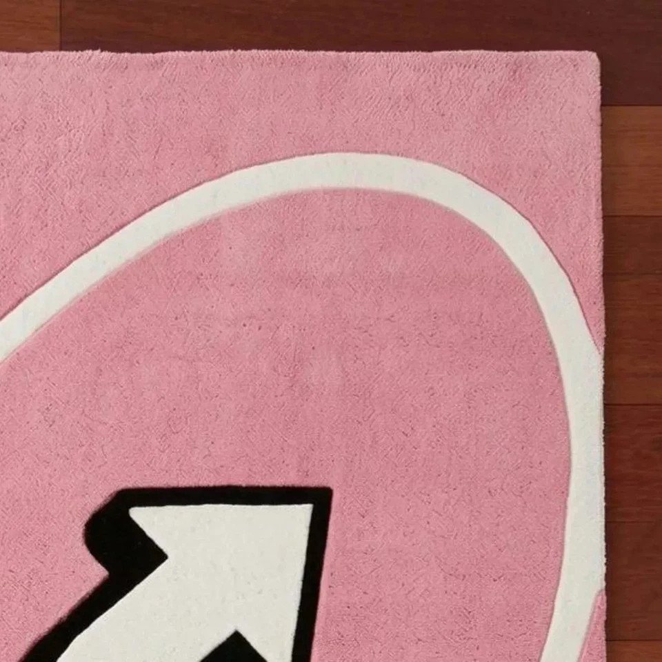 Pink Abstract Hand Tufted Rug, Modern Geometric Area Carpet, Minimalist Living , gallery