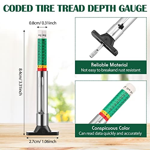 Tire Tread Depth Gauge Brake Lining Gauge Set Color Coded Tire Brake Lining 30 gallery
