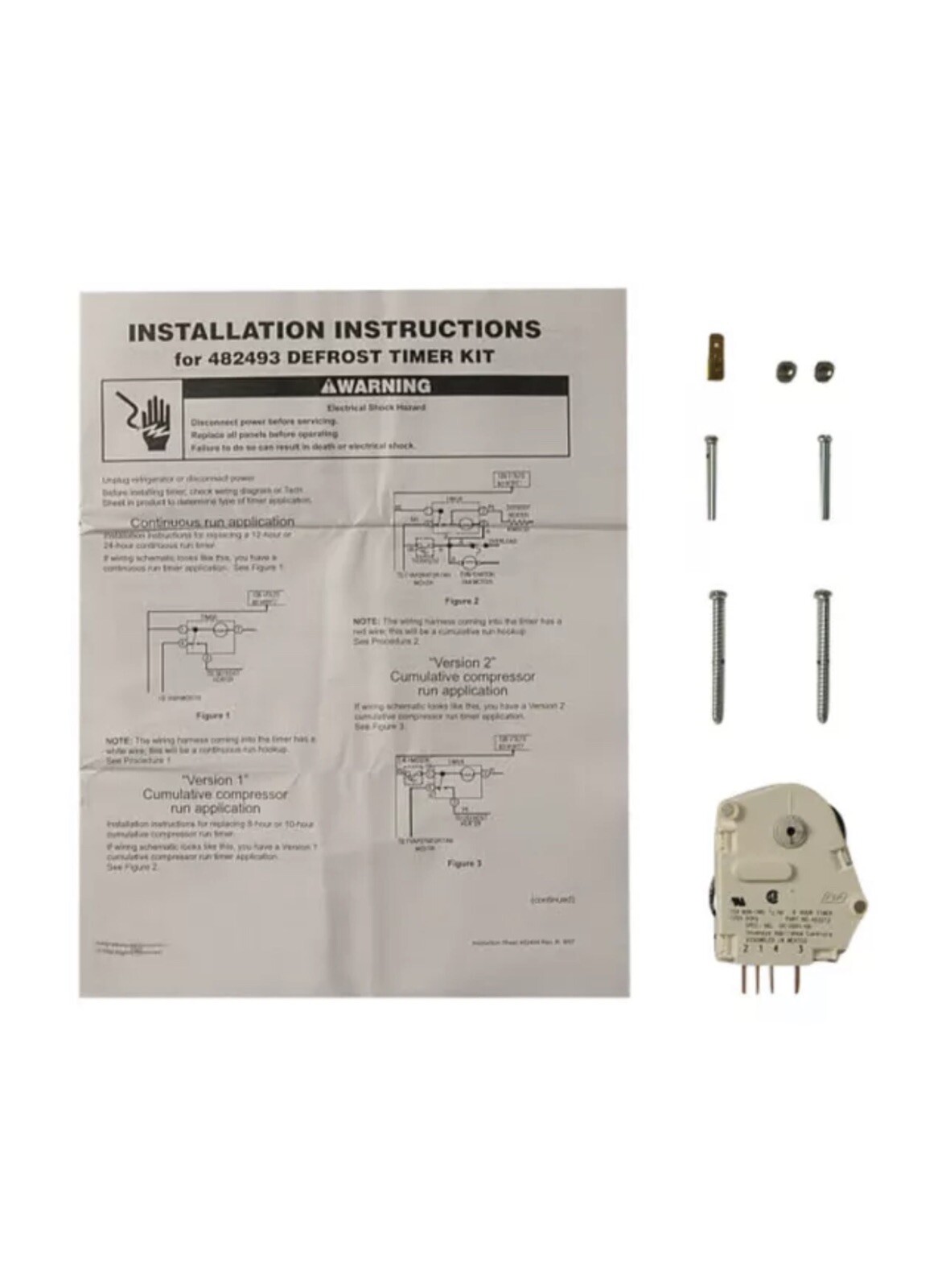 W10822278 Refrigerator Defrost Timer for Whirlpool Kenmore Maytag 482493 483212. gallery