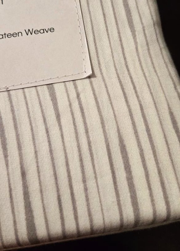 Calvin Klein King Sheet Set 4‑Pc 100% Cotton Sateen Gray White Stripe NWT gallery