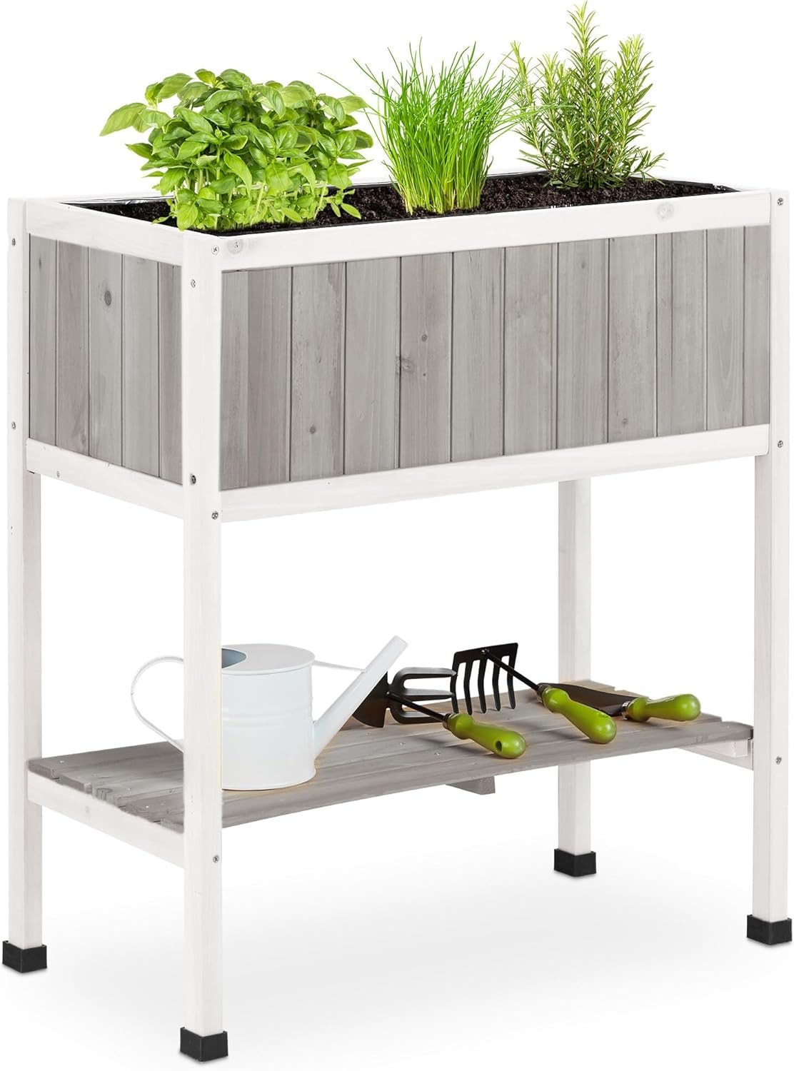 Fioriera Rialzata in Legno per Balcone E Terrazza, 80,5X74X38 Cm, Con Rivestimen gallery