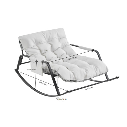 Rocking Chair with Extra-Wide Technical leather Upholstered Gliding Chair Boucle gallery