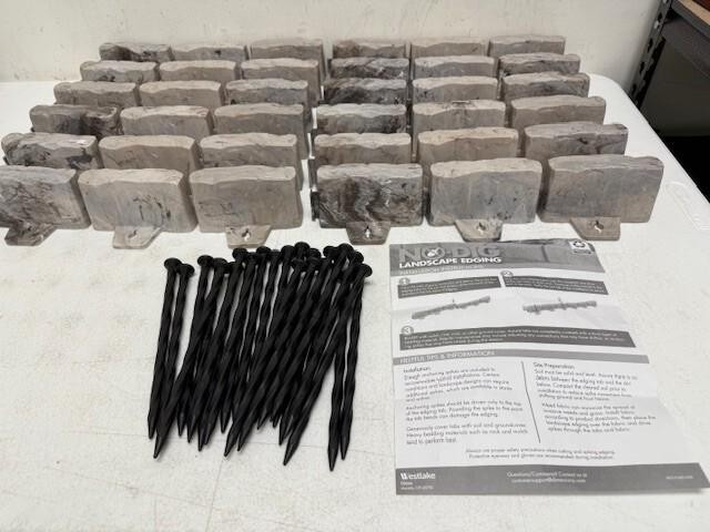EasyFlex No-Dig Landscape Edging Kit 15ft Stone-Look w/ Anchoring Spikes gallery