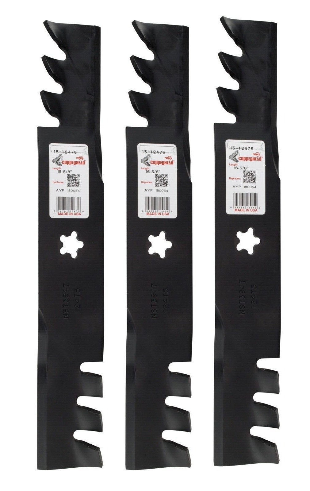 3 Mulching 16-5/8" Blades for AYP/Roper/Sears with 5-Point Star Mounting 173921 gallery