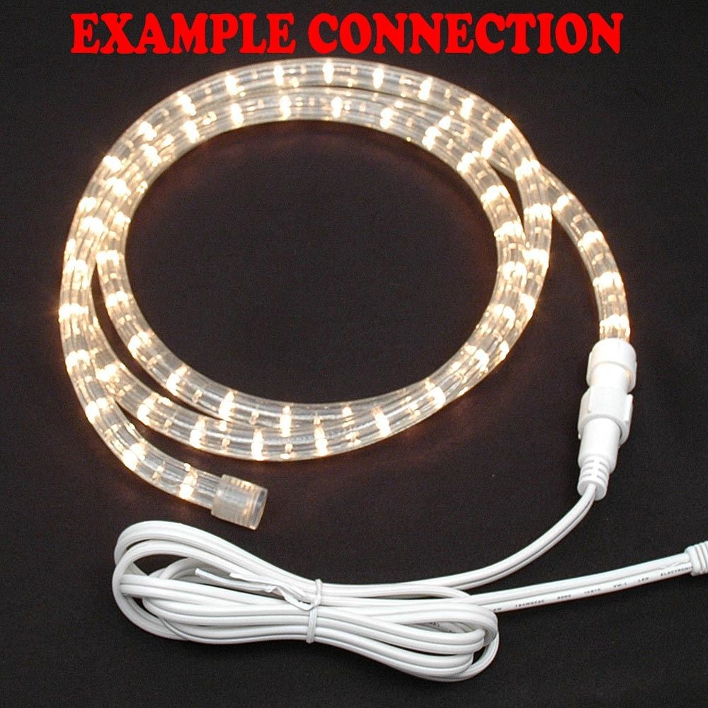 1/2" Rope Light Connector Cord, 2 Wire, 1 Power Piece, 6 Foot Cord, and End Cap gallery