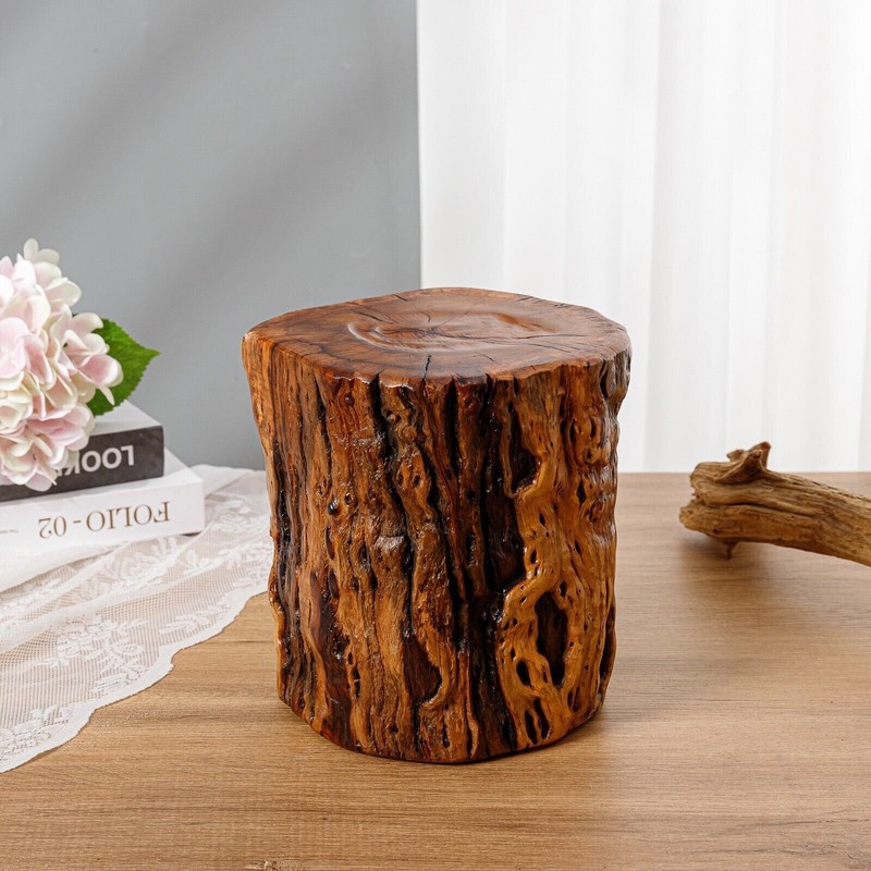 Natural Tree Trunk Stump Stool w/ Live Edge Solid Wood Plant Stand Accent Table gallery