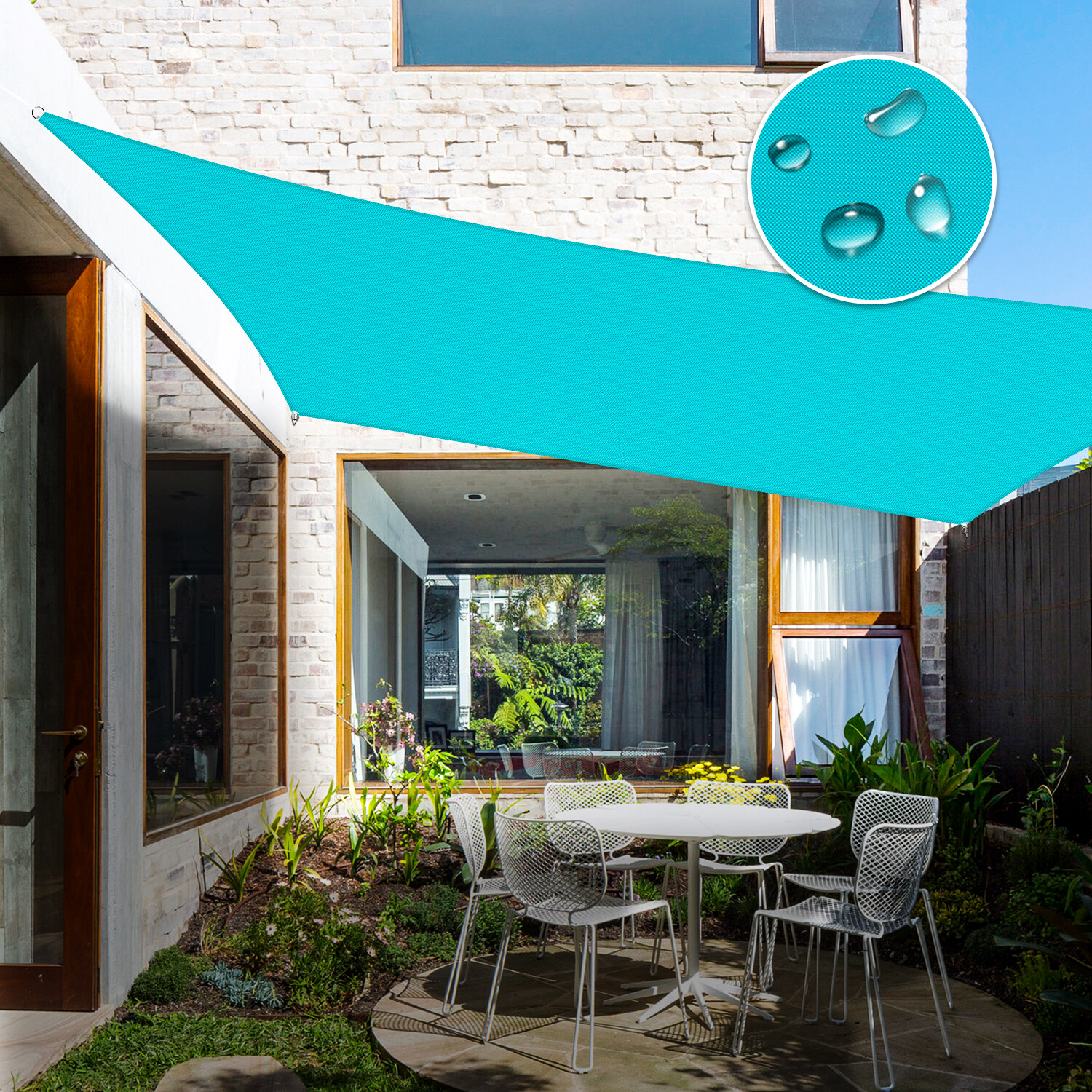 Turquoise Waterproof Sun Shade Sail Rectangle Awning Top Canopy Custom 5'-24' FT gallery