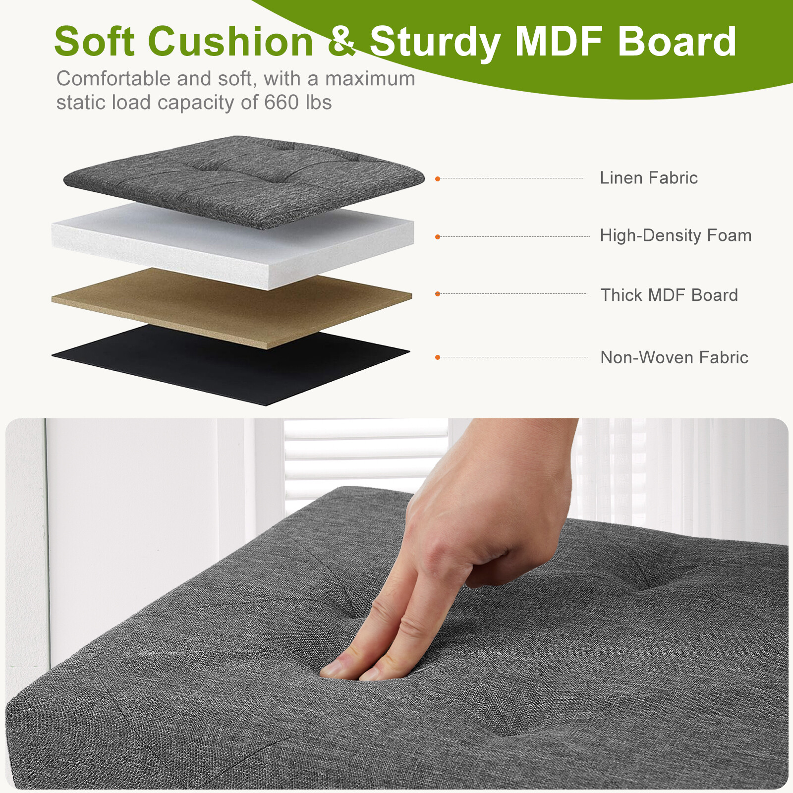 Large Foldable Ottoman Bench - Ideal Storage Chest for Bedroom End of Bed gallery