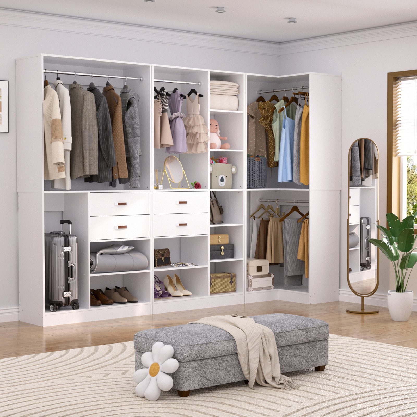 Freestanding Walk-in Closet System Reversible Wardrobe Cloth Garment Organizer gallery