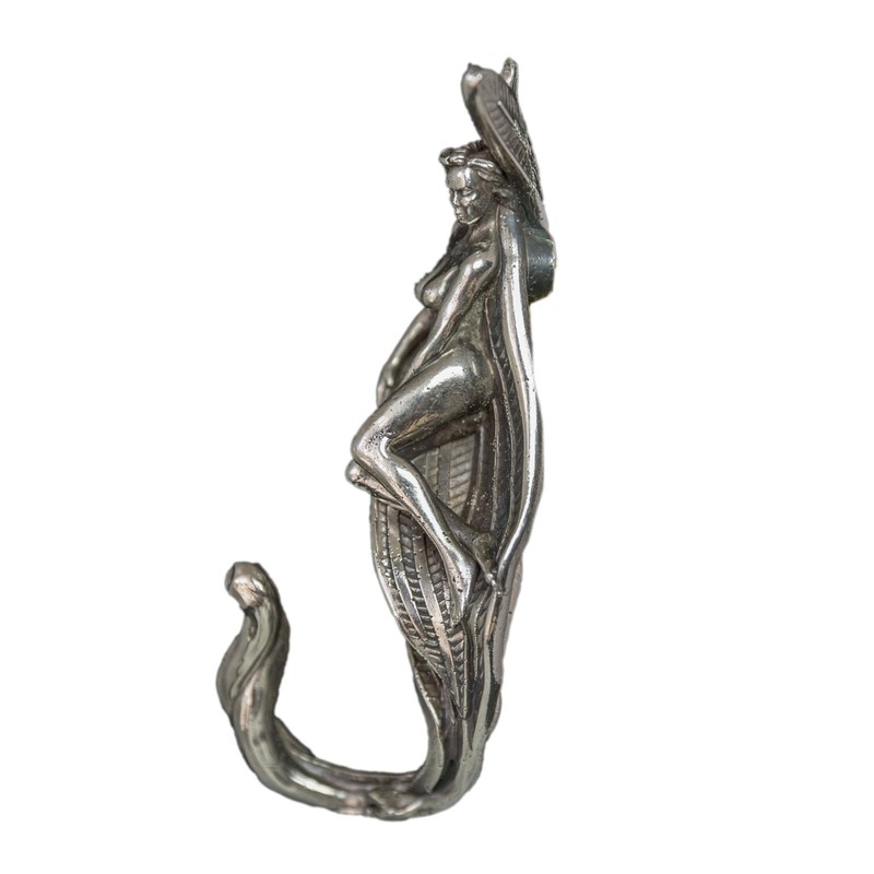 Fairy Wall Hook – Heavy Nickel Silver Art Nouveau Hanger–Fantasy Home Decor gallery