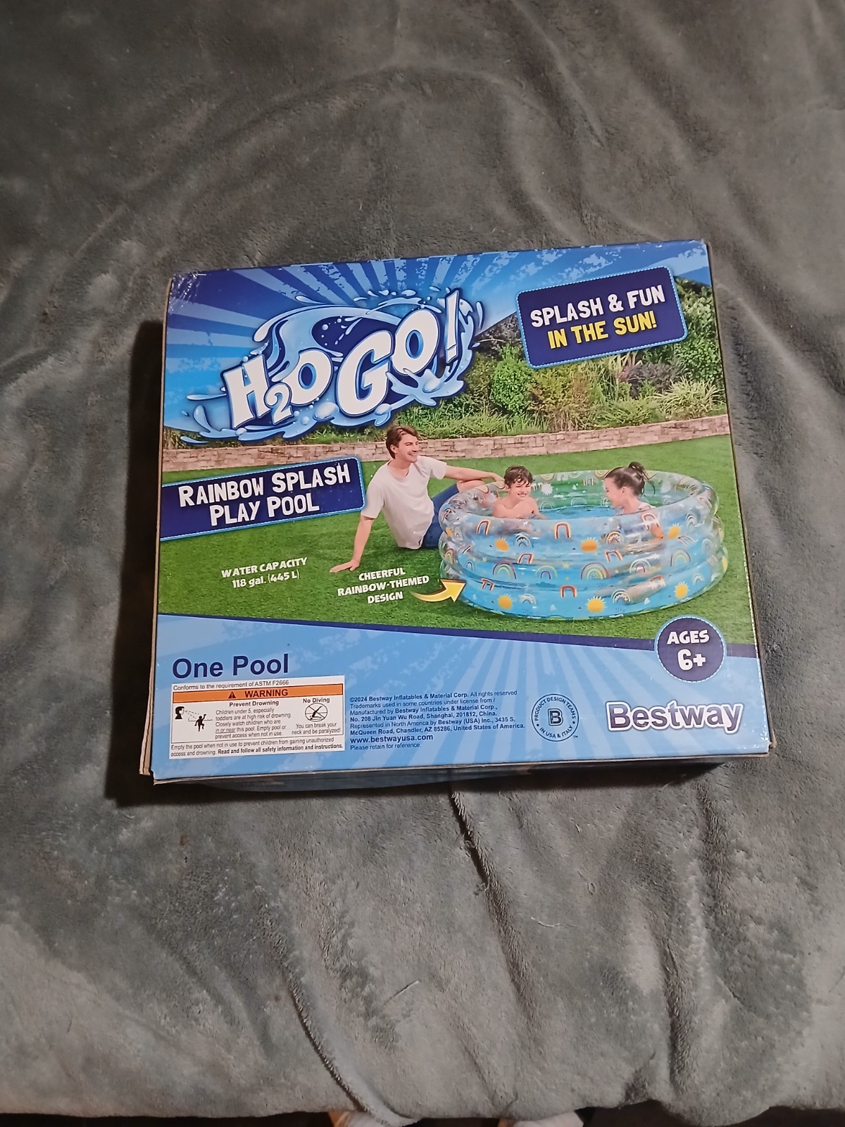Rainbow Splash Play Pool Inflat Size 59in x 59in x 21in Brand New gallery