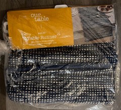 Our Table Marled Table Runner 14in x 108 in 100% Cotton Navy Blue/White-NWT