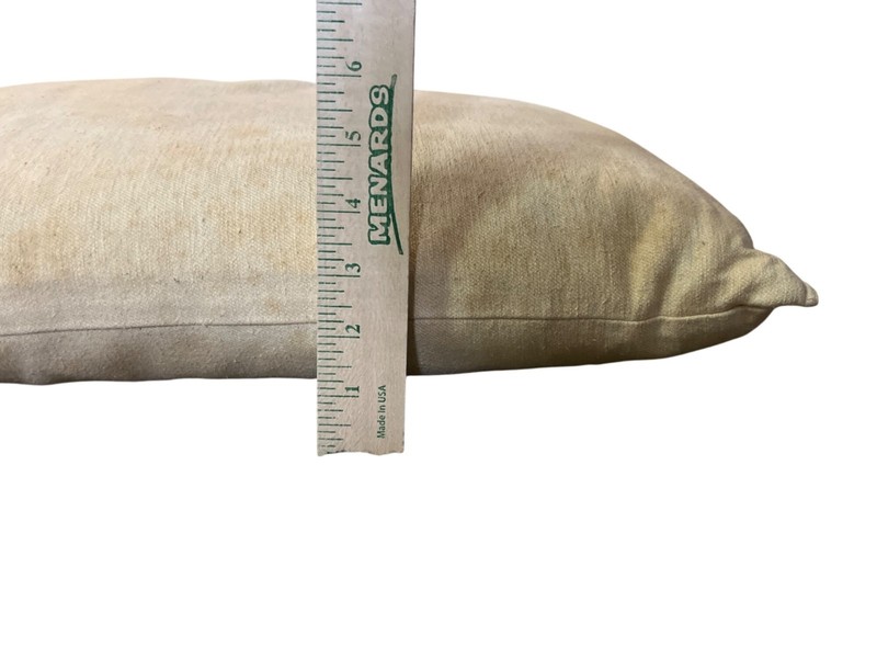 Vintage Feather Bed Pillow Beige Rustic Decor Stained Used Farmhouse Handmade gallery