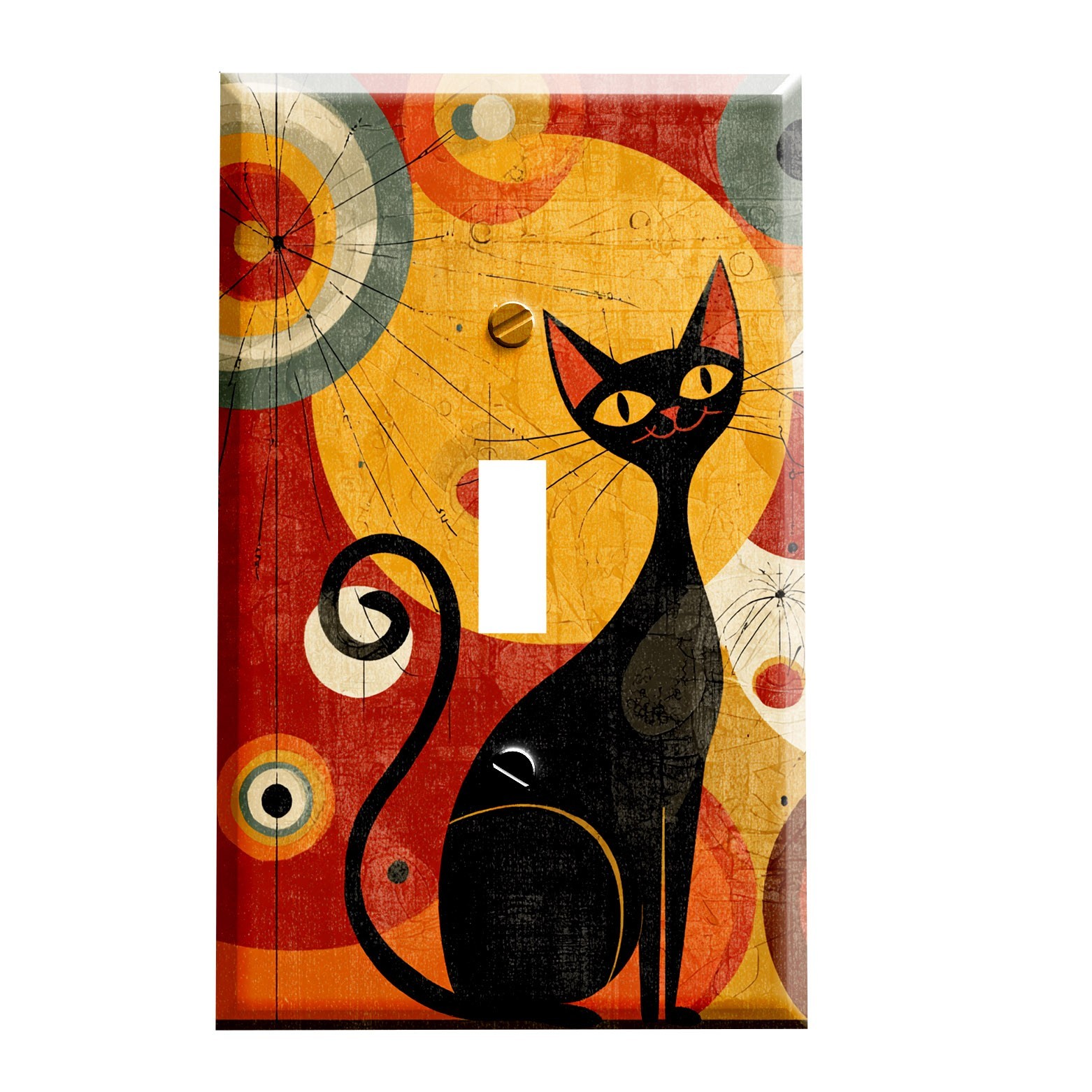 Mid Century Modern Style Happy Cat Wall Plate / Switch Plate / Outlet Cover gallery