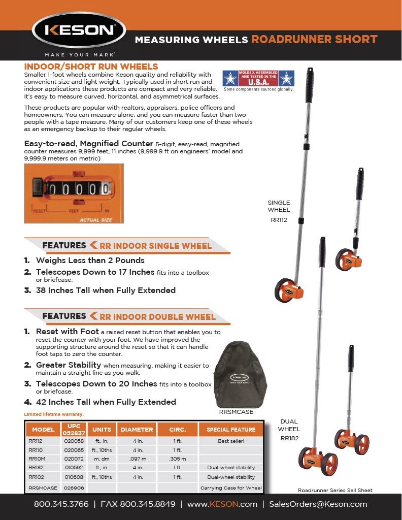 Keson RR112 Measuring Wheel Graduations ft. & in., 4Inch Diameter gallery