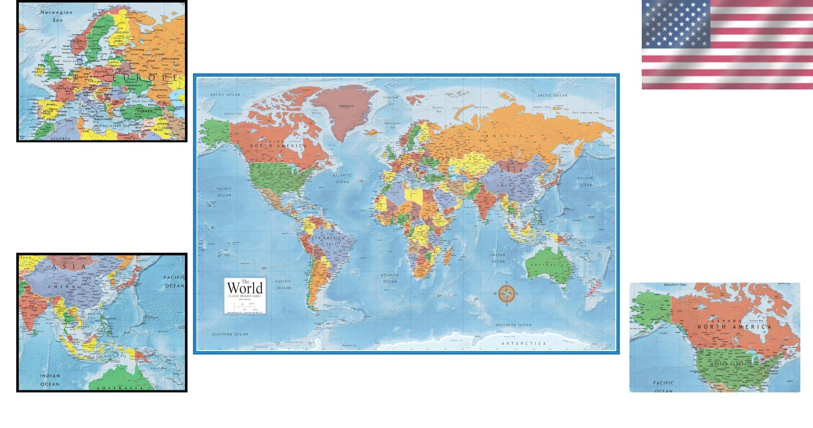 Current Political World Map Poster 24x36 - 3D Shaded Terrain Details gallery