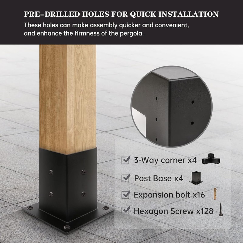 DIY Pergola Post Base Kit - 4pc Brackets$ gallery