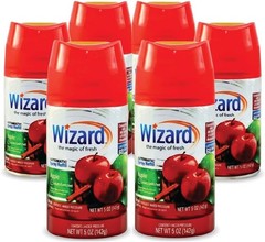 6 WIZARD AUTOMATIC SPRAY REFILLS 5 oz APPLE CINNAMON