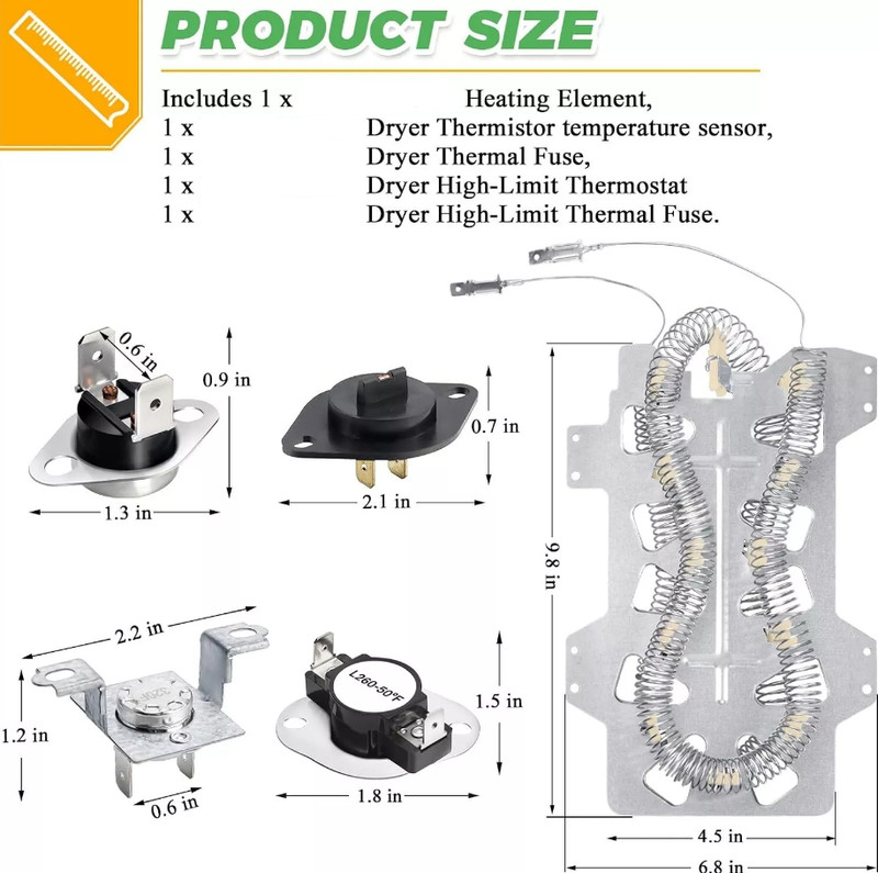 Dryer Heating Element for Samsung DVE(G)50M7450 VE45N5300 000 DV45H7200EW/A2 DV5 gallery