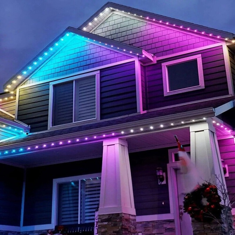 APP & Voice Control Smart Outdoor LED Strip Lights 20M RGBIC Permanent for Party gallery