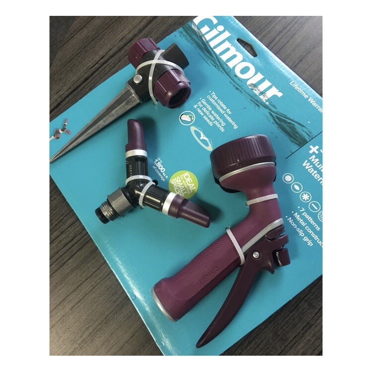 GILMOUR Adjustable Whirling Spike Sprinkler & Multi Pattern Watering Nozzle Set gallery