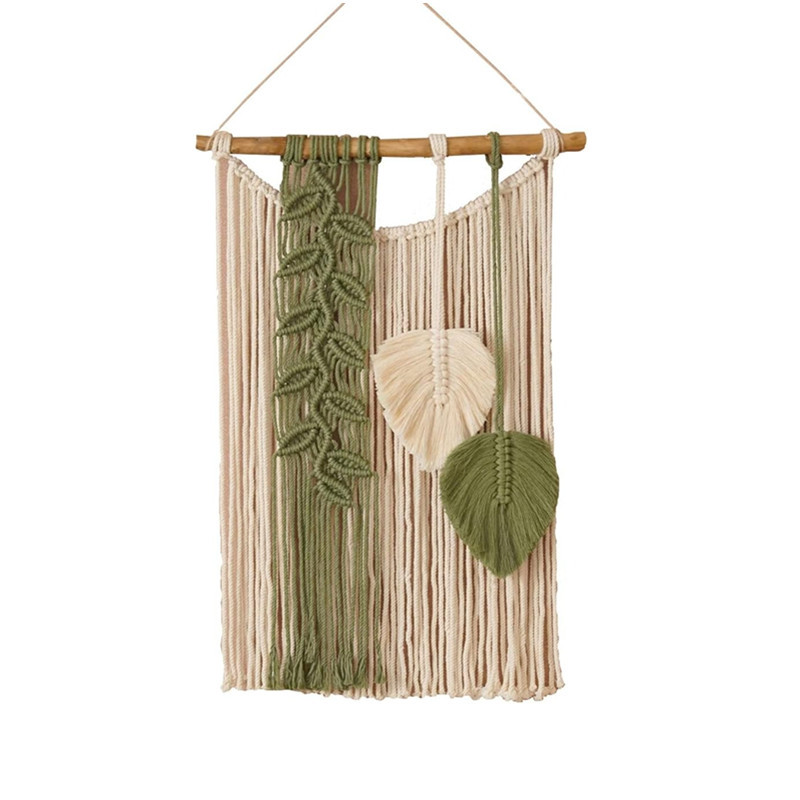 Boho Macrame Wall Hanging Tapestry, Handmade Leaf Woven Decor for Home Walls gallery