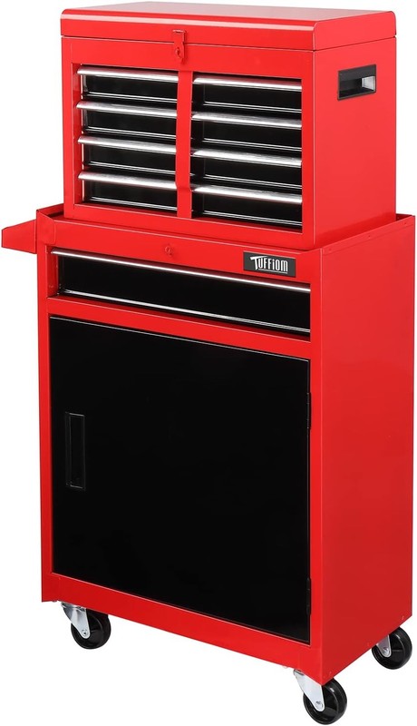 5-Drawer Rolling Tool Chest Storage Cabinet with Drawers, Wheels Red & Black NEW gallery